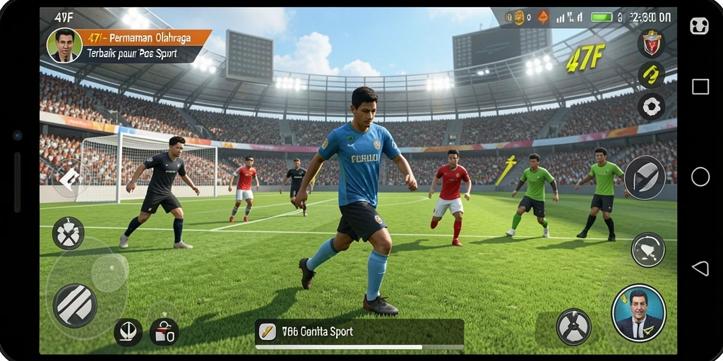 Tampilan gameplay 47F yang mendebarkan dengan aksi olahraga nyata.