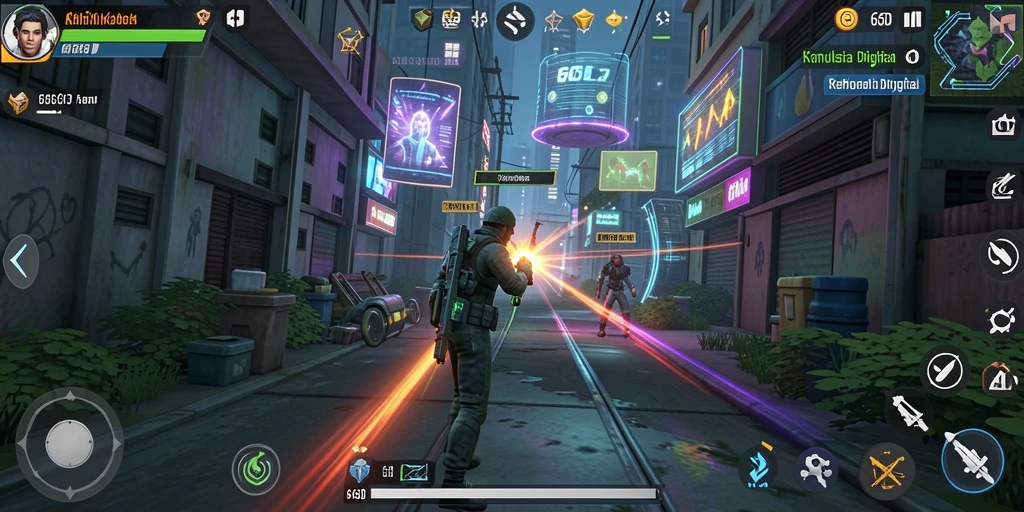 Screenshot gameplay 66D menampilkan interaksi dalam simulasi kehidupan.