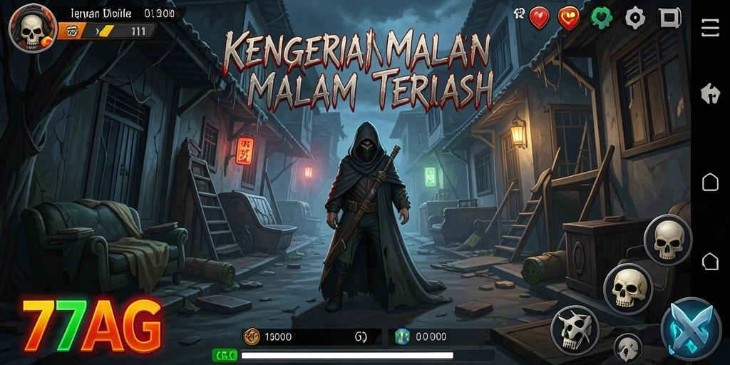 Gameplay menakutkan yang menampilkan suasana Horror di 77AG.