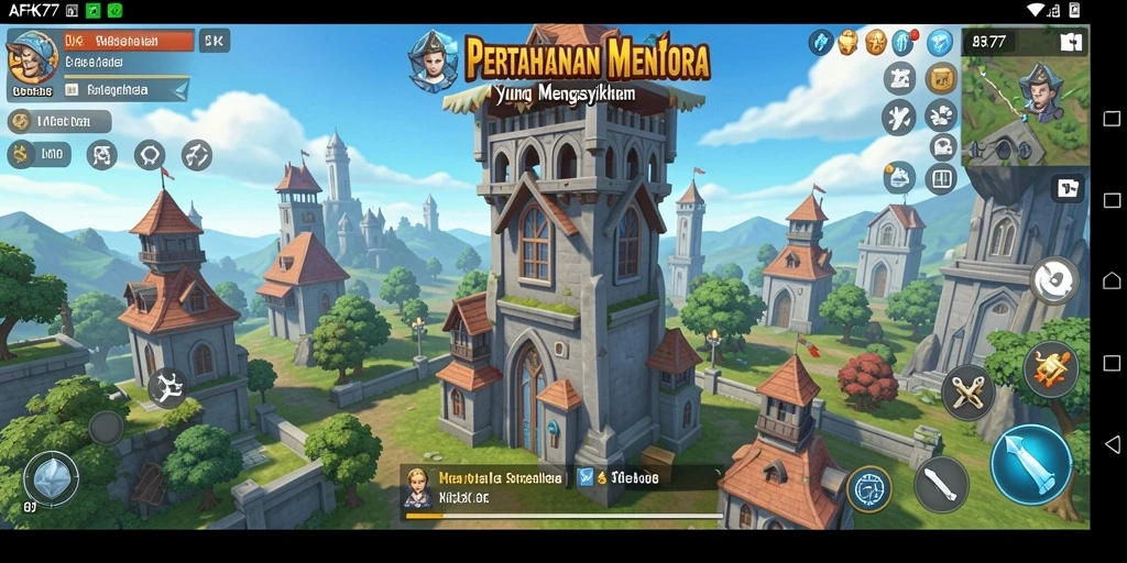 Tampilan menakjubkan dari gameplay Tower Defense AFK77.