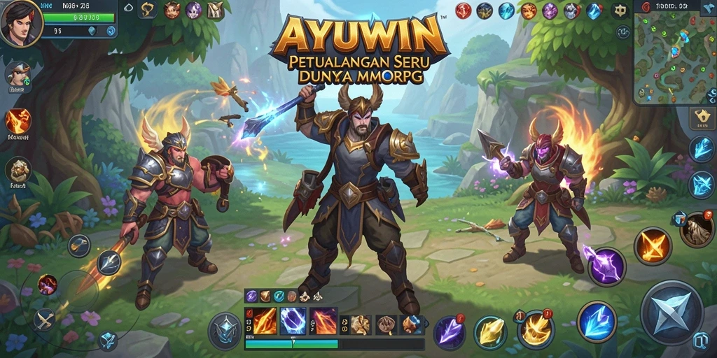 Tangkapan layar gameplay AYUWIN yang menunjukkan pertarungan epik dalam MMORPG.