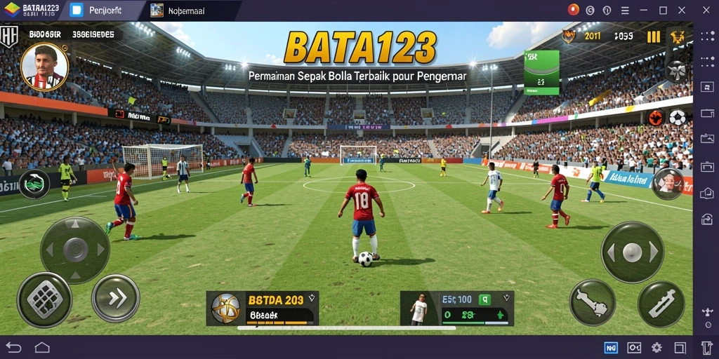 Tampilan gameplay BATA123 dengan aksi sepak bola yang intens.
