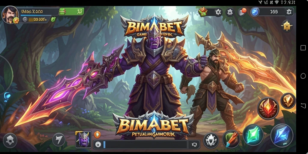 Screenshot utama gameplay BIMABET menampilkan aksi pertempuran epik dalam MMORPG.