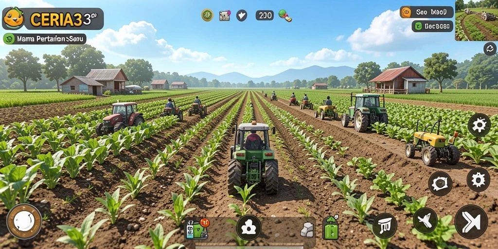 Screenshot gameplay CERIA33 menampilkan aktivitas pertanian yang menyenangkan.