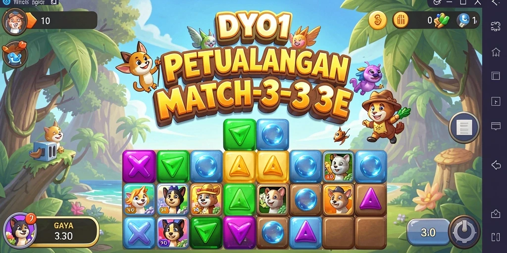 Tampilan gameplay DYO1 yang penuh warna dan menantang.