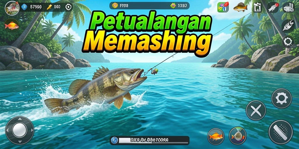 Screenshot gameplay F7F7 yang menampilkan ikan besar yang ditangkap.
