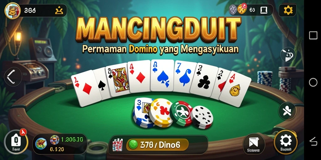 Screenshot utama MANCINGDUIT menampilkan aksi seru bermain Domino.