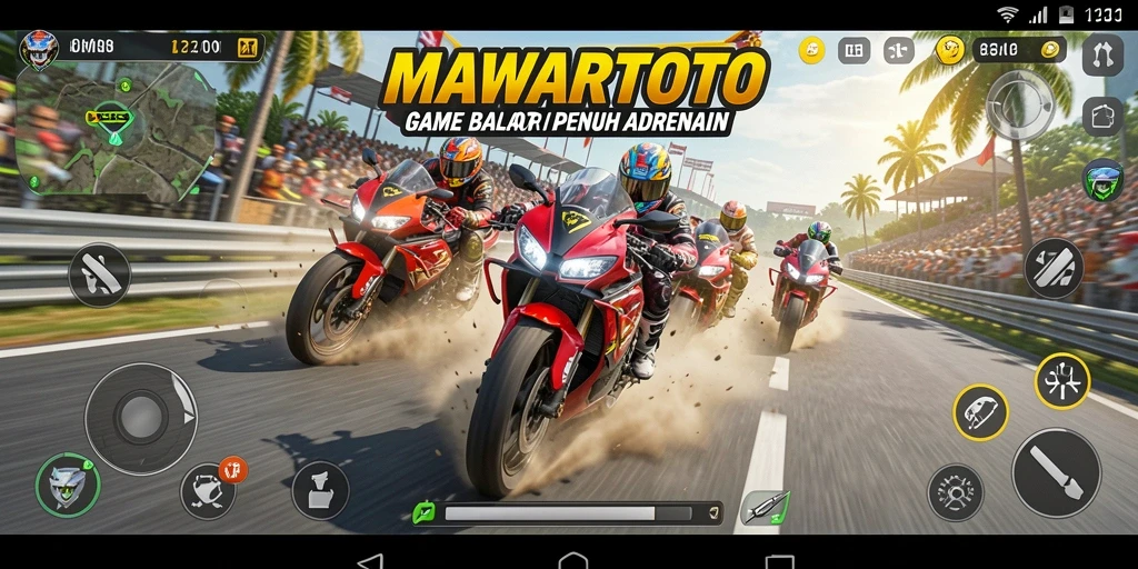 Tangkapan layar gameplay MAWARTOTO yang menampilkan aksi balap motor menegangkan.