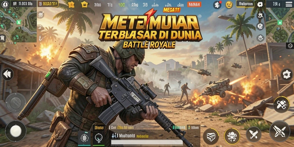 Tampilan gameplay seru Battle Royale MEGA111 yang mendebarkan.
