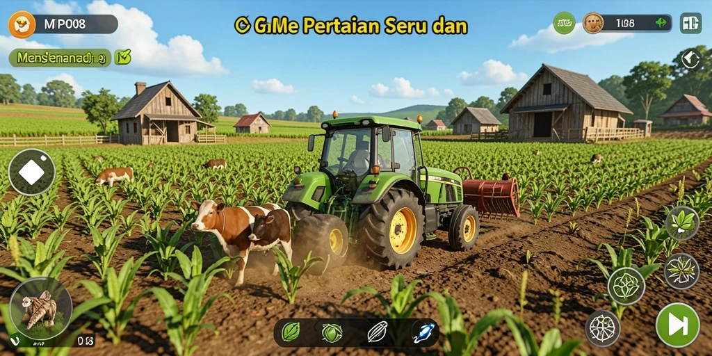 Tangkapan layar dari gameplay MPO08 menampilkan ladang yang hijau dan subur.