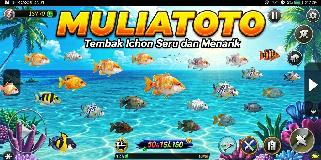 Tampilan gameplay seru dari MULIATOTO saat menembak ikan.