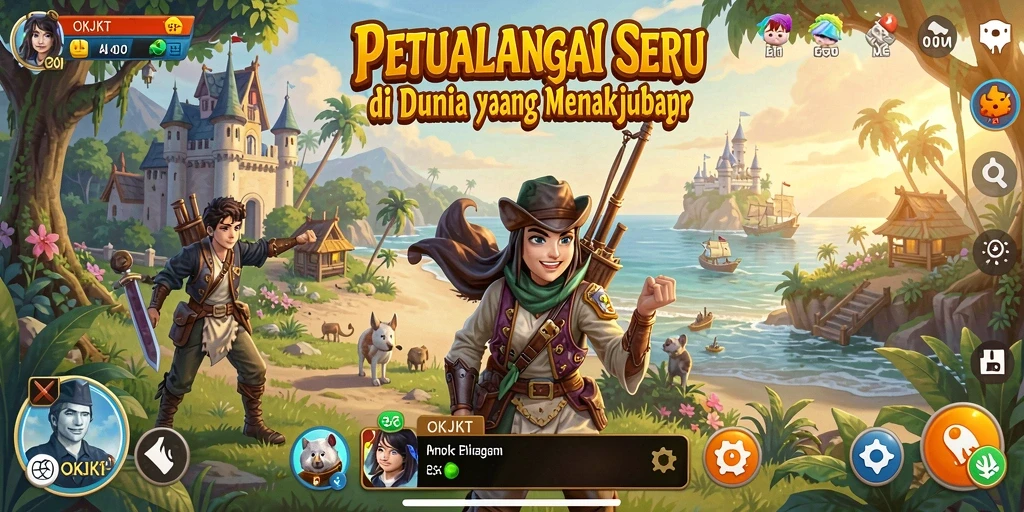 Tampilan gameplay OKJKT menampilkan petualangan seru di dunia yang menakjubkan.