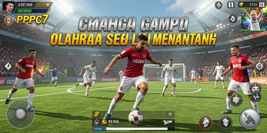 Screenshot gameplay PCPC7 dengan aksi olahraga seru.