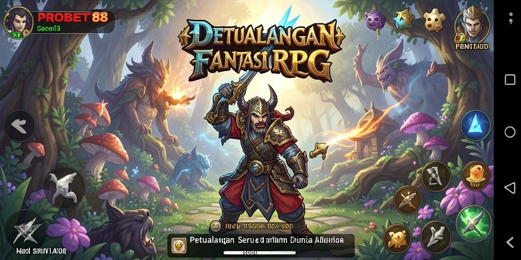 Screenshot PROBET88 menampilkan aksi pertarungan mendebarkan dalam dunia RPG.