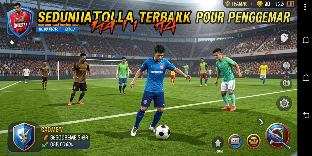 Screenshot gameplay <strong>SEDUNIATOTO</strong> yang menampilkan aksi seru dalam permainan sepak bola.