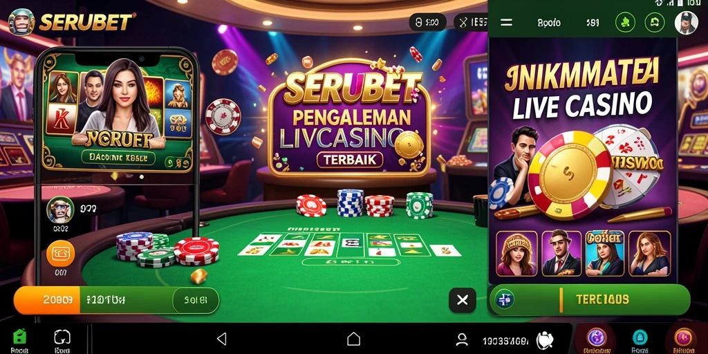Tampilan gameplay SERUBET dengan dealer langsung dan suasana kasino yang nyata.
