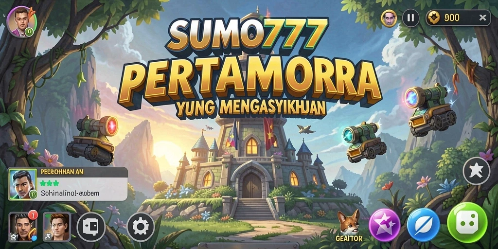 Tampilan gameplay menawan dari SUMO777 dengan menara yang siap bertahan.