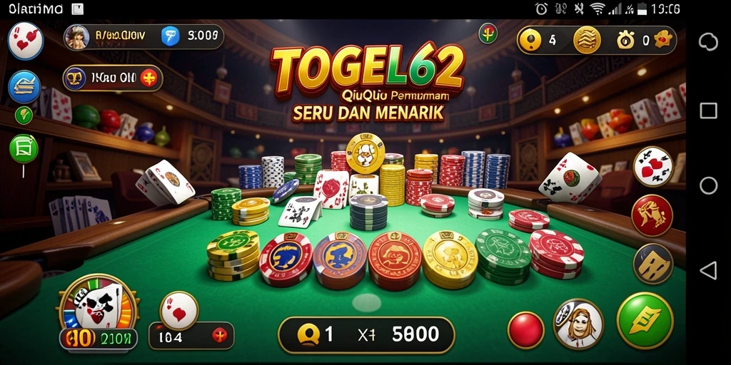 Screenshot gameplay TOGEL62 menampilkan suasana permainan QiuQiu yang seru.