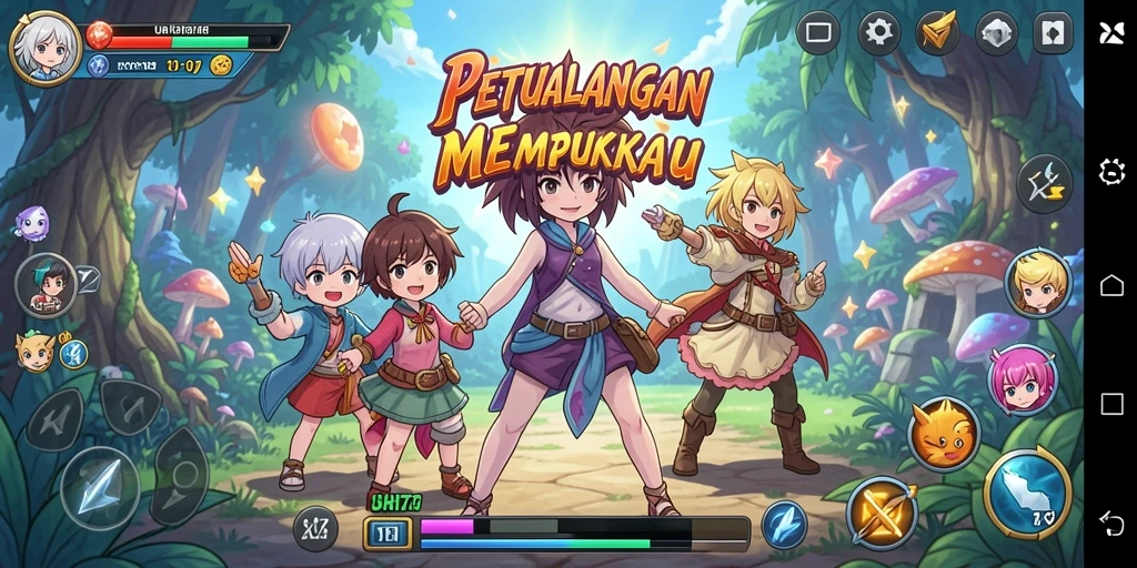 Tampilan gameplay UH77 dengan karakter Anime yang beraksi.