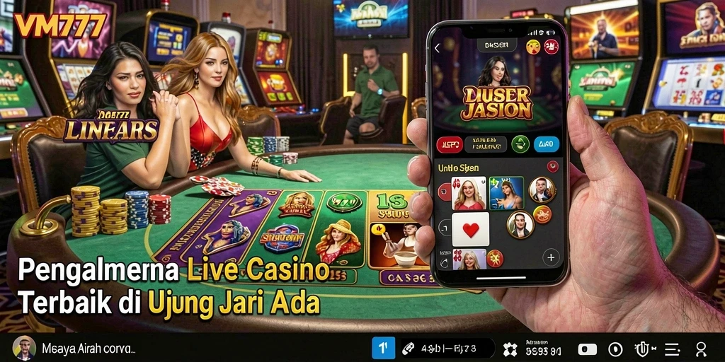 Tampilan gameplay Live Casino yang mendebarkan di VM777.